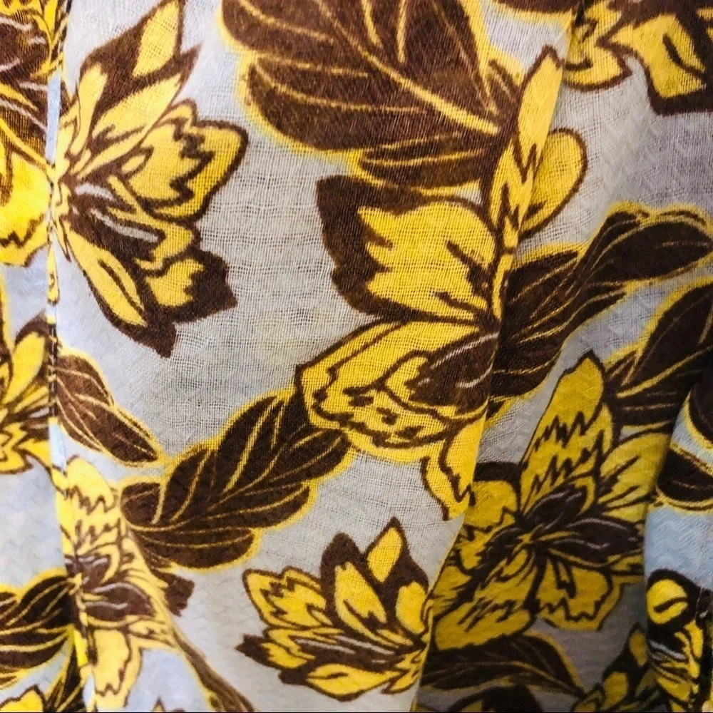 Long Blue & Yellow Floral Scarf